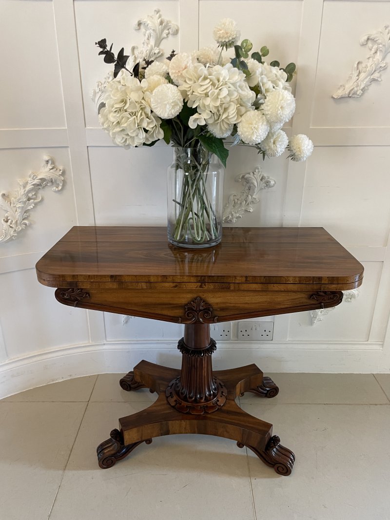Antique Victorian Quality Carved Rosewood Card/Console Table - Image 2
